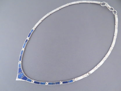 Lapis Inlay Necklace in Sterling Silver