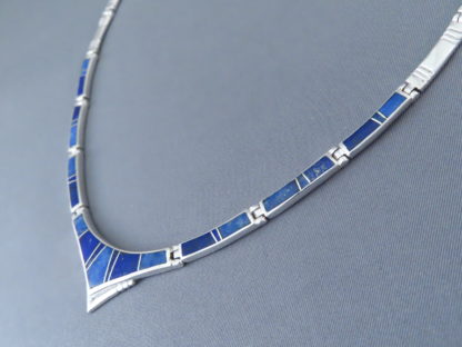 Lapis Inlay Necklace in Sterling Silver