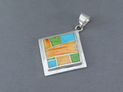 Colorful Multi-Stone Inlay Pendant