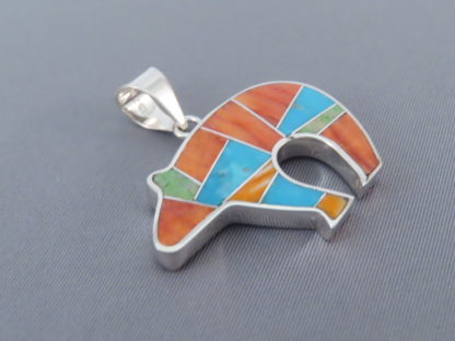 Colorful BEAR Pendant with Multi-Stone Inlay