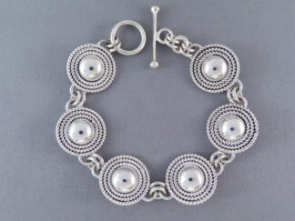 Sterling Silver Link Bracelet (Triple-Twist & Dome) by Native American jewelry artist, Artie Yellowhorse FOR SALE $395-