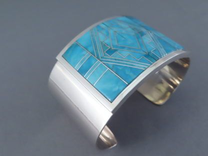 Turquoise Inlay Cuff Bracelet (Wide)