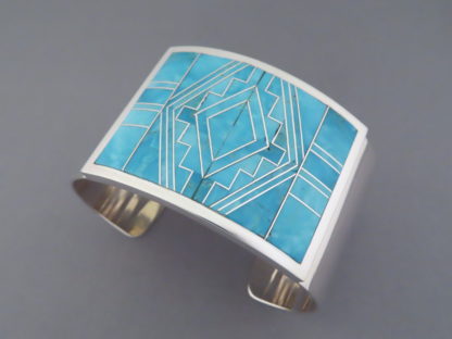 Turquoise Inlay Cuff Bracelet (Wide)