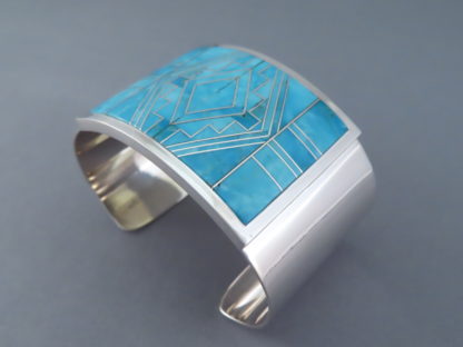 Turquoise Inlay Cuff Bracelet (Wide)