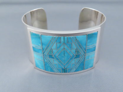 Turquoise Inlay Cuff Bracelet (Wide)