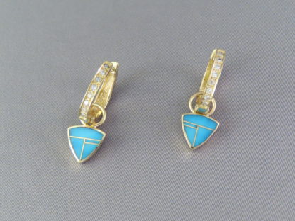 Diamonds & Turquoise Gold Earrings