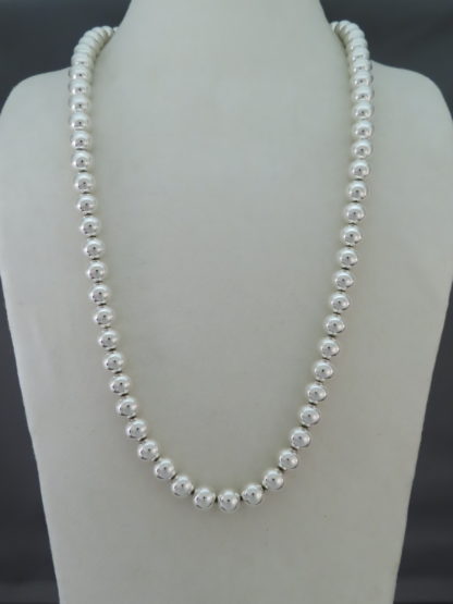 Navajo Pearls – Sterling Silver Bead Necklace by Artie Yellowhorse (26″)