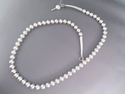 Navajo Pearls – Sterling Silver Bead Necklace by Artie Yellowhorse (26″)