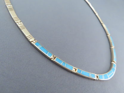 Gold Necklace with Turquoise Inlay