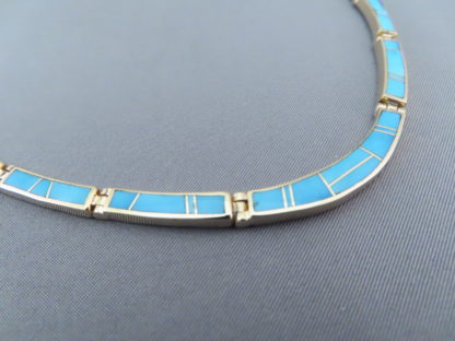 Gold Necklace with Turquoise Inlay