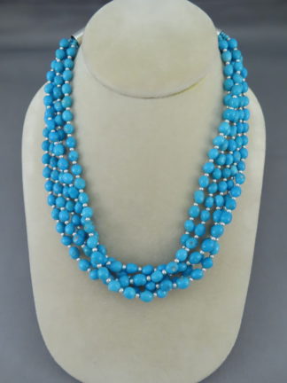 Five Strand Sleeping Beauty Turquoise Necklace by Desiree Yellowhorse