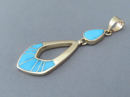 Gold Pendant with Turquoise Inlay