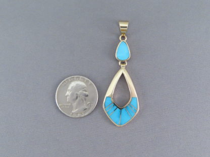 Gold Pendant with Turquoise Inlay