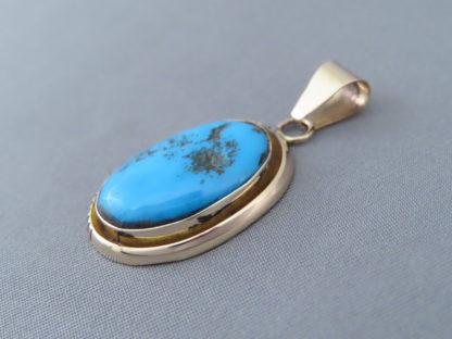 Blue Gem Turquoise & Gold Pendant