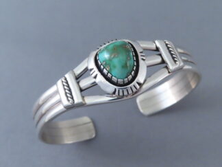 Carico Lake Turquoise Bracelet Cuff by Native American (Navajo) jewelry artist, Delbert Vandever $395-