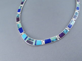 Buy Inlay Necklace - Full Inlaid Multi-Stone Necklace by Native American jeweler, Tim Charlie $1,050- FOR SALE