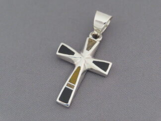 Native American Jewelry - Multi-Stone Inlay Cross Pendant by Navajo jeweler, Tim Charlie $145- FOR SALE