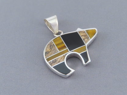 Multi-Stone Inlay Bear Pendant (mid-size)