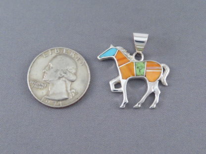 Colorful Multi-Stone Inlay Horse Pendant (medium-size)