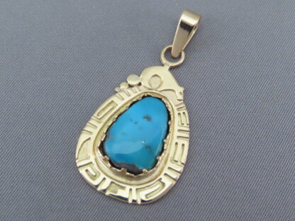 Morenci Turquoise Pendant in 14kt Gold by Robert Taylor