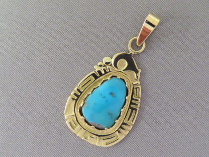 Morenci Turquoise Pendant in 14kt Gold by Robert Taylor
