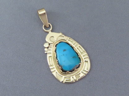 Morenci Turquoise Pendant in 14kt Gold by Robert Taylor