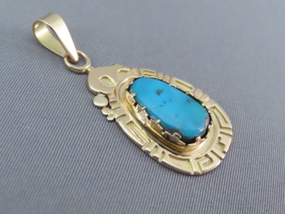 Morenci Turquoise Pendant in 14kt Gold by Robert Taylor