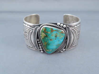 Cuff Bracelet with Blue Gem Turquoise