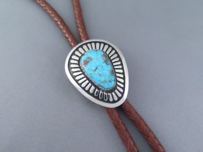 Bolo Tie with Morenci Turquoise set in Sterling Silver