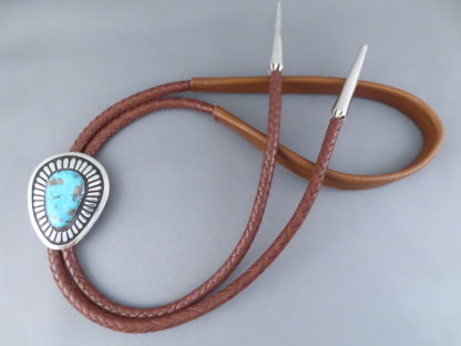 Bolo Tie with Morenci Turquoise set in Sterling Silver