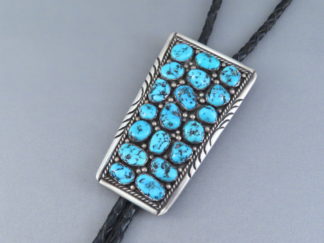 Shop Turquoise Bolo - Vintage Navajo Morenci Turquoise Bolo Tie - Native American Jewelry For Sale $995-