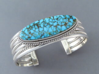 Buy Turquoise Jewelry - Kingman Turquoise Bracelet Cuff by Navajo Indian jeweler, Artie Yellowhorse FOR SALE $665-