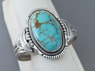Royston Turquoise Cuff Bracelet by Native American Navajo Indian jewelry artist, Will Denetdale FOR SALE $835-