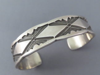 Shop Native American Jewelry - Large Sterling Silver Cuff Bracelet by Navajo Indian jeweler, Jonathan Tahe FOR SALE $395-