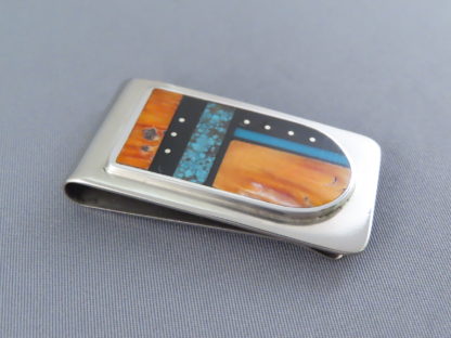 Money Clip with Multi-Stone Inlay