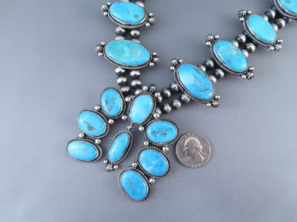 Blue Gem Turquoise Squash Blossom Necklace