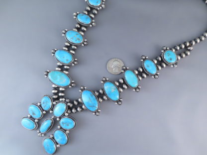 Blue Gem Turquoise Squash Blossom Necklace