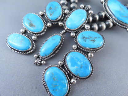 Blue Gem Turquoise Squash Blossom Necklace