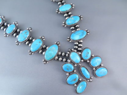 Blue Gem Turquoise Squash Blossom Necklace