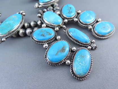 Blue Gem Turquoise Squash Blossom Necklace