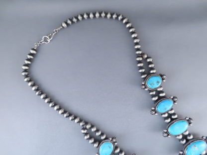 Blue Gem Turquoise Squash Blossom Necklace