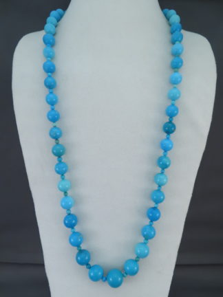 Turquoise Jewelry - LONG Sleeping Beauty Turquoise Bead Necklace by Native American jeweler, Pilar Lovato $3,500- FOR SALE