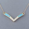 Diamond & Turquoise Inlay Necklace in 14kt Gold