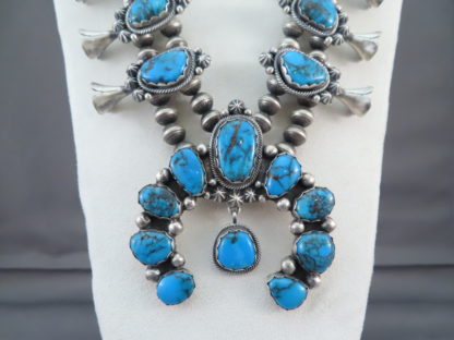 Egyptian Turquoise Squash Blossom Necklace