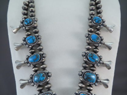 Egyptian Turquoise Squash Blossom Necklace