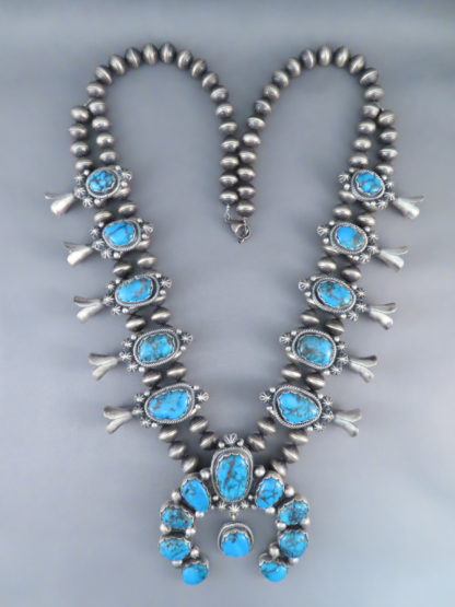 Egyptian Turquoise Squash Blossom Necklace