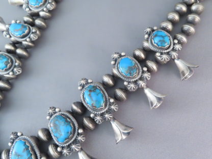 Egyptian Turquoise Squash Blossom Necklace