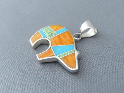 Colorful Multi-Stone Inlay BEAR Pendant (Mid-Sized)