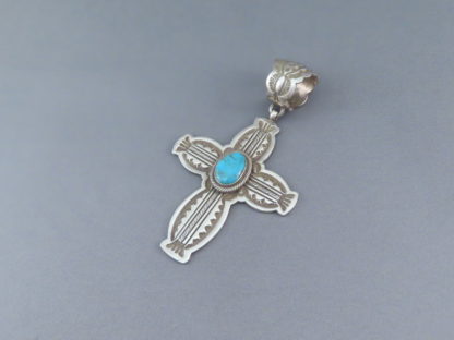 Sterling Silver Cross Pendant with Turquoise by Terry Martinez
