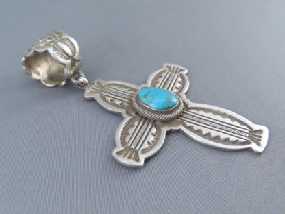 Sterling Silver Cross Pendant with Turquoise by Terry Martinez